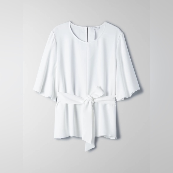 Aritzia Babaton Britannic White new Summer Vacation Formal Casual Blouse Size L - Picture 8 of 14